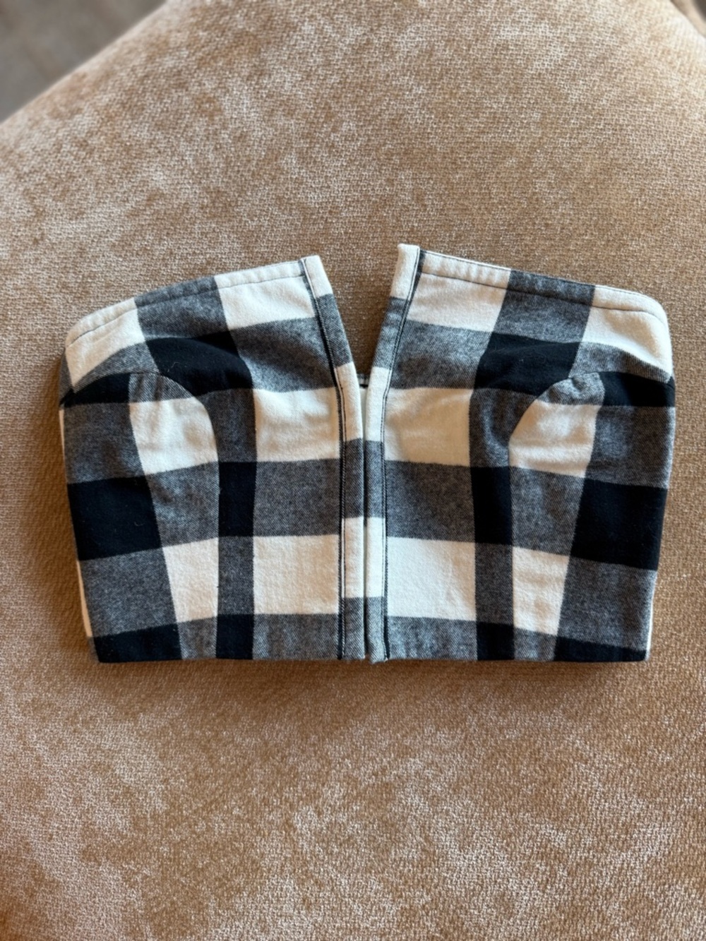 Mara Hoffman Black and White Plaid Strapless Bustier Top